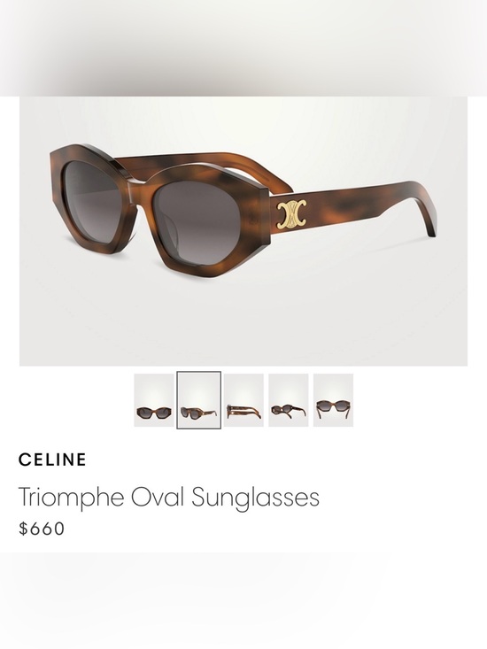 Celine Accessories - Celine Triomphe Oval Sunglasses - Tortoise Brown with Gold Logo